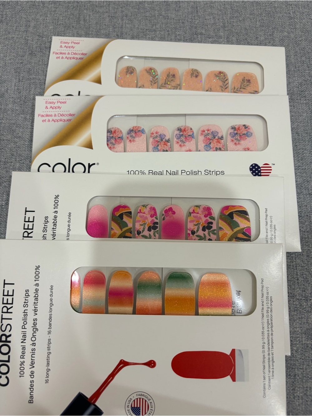 Color street Nail Polish Strips wildflowers colorful set 4 new